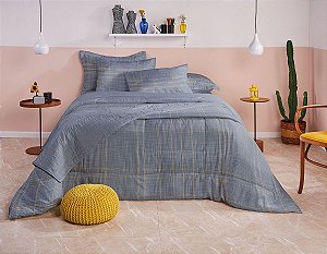 Jogo De Cama Queen 100% Poliester Com 4 Peças Cinza