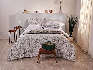 Jogo De Cama Casal 100% Algodão 4 Peças Cinza