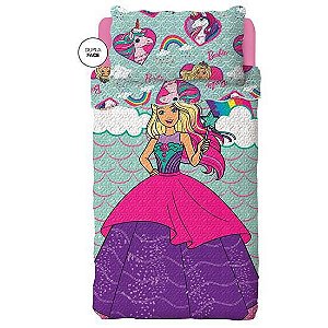 Colcha Infantil De Menina Dupla Face 2 Peças Barbie