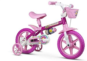 Bicicleta Aro 12 Feminina Nathor Flower Com Rodinha de Apoio