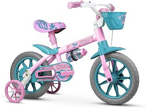 Bicicleta Aro 12 Feminina Nathor Charm Com Rodinha de Apoio