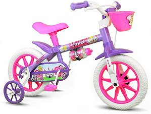 Bicicleta Aro 12 Feminina Nathor Violet Com Rodinha de Apoio
