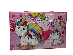 Estojo Maleta Escolar 86 Peças Canetinha Lapis Unicornio