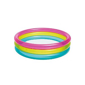 Piscina Infantil Inflável Colorida Anéis 63L Intex