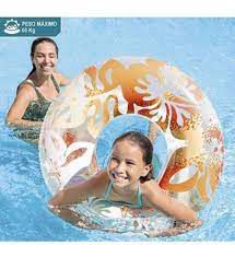 Boia redonda inflável para Piscina Flor 91cm Intex Cor:Laranja