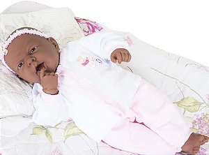 Boneca Negra Ninos Boca Aberta Emite Som De Bebe Cotiplas