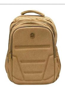 Mochila para notebook escolar de lona resistente Cor:Marrom