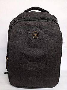 Mochila para notebook escolar de lona resistente Cor:Preto