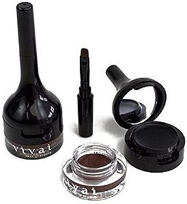 Delineador Em Gel 2em1 Preto Marrom Espelho Maquiagem Vivai