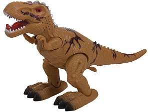 DINOSSAURO COM SOM E LUZ SOLTA OVO DINOPARK BEE TOYS Cor:Marrom