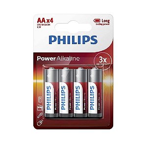 Pilhas Aa Alcalina Long Lasting Power Philips 4 Unidade
