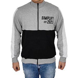 Jaqueta De Moletom Com Ziper Adulto Cinza E Preto Yellowl P