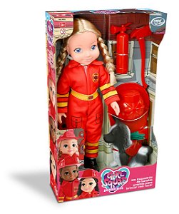 Boneca Bombeira Com Cachoro e Acessorios Loira