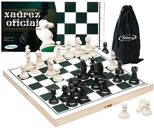 Jogo De Xadrez Oficial Com Estojo De Madeira (rei 10cm)