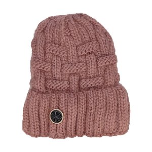 Touca Feminina Forrada de pelinho Gorro de inverno Rose