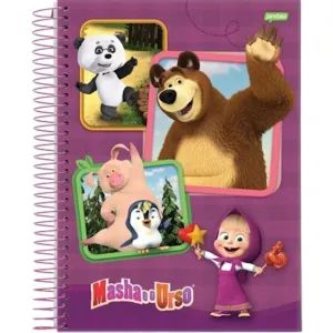 CADERNO CAPA DURA JANDAIA MASHA EO URSO 1 MATERIA 96 FOLHAS