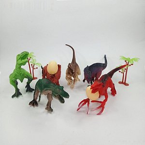 Kit De Animais Dinossauros Bichos 10 Peças Diversos Tamanhos