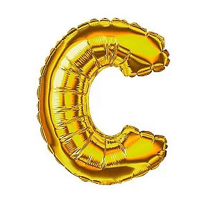 BALÃO METALICO 40CM LETRA C DOURADO NEOTRENTINA