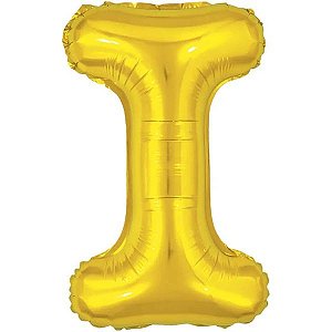 Balão Metalico 40CM Letra I Dourado Neotrentina