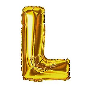 BALÃO METALICO 40CM LETRA L DOURADO NEOTRENTINA