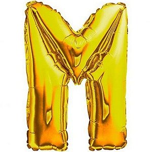 BALÃO METALICO 40CM LETRA M DOURADO NEOTRENTINA
