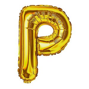 BALÃO METALICO 40CM LETRA P DOURADO NEOTRENTINA