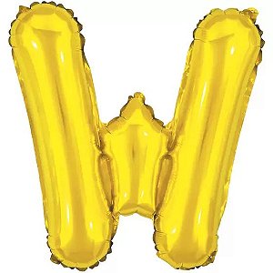 BALÃO METALICO 40CM LETRA W DOURADO NEOTRENTINA