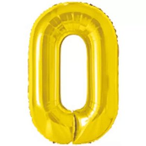 BALÃO METALICO 35-40CM NUMERO 0 DOURADO NEOTRENTINA