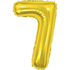 BALÃO METALICO 40CM NUMERO 7 DOURADO NEOTRENTINA