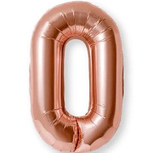 BALÃO METALICO 40CM NUMERO 0 ROSE GOLD NEOTRENTINA