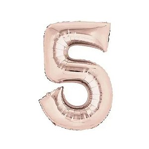 BALÃO METALICO 40CM NUMERO 5 ROSE GOLD NEOTRENTINA