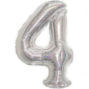 BALÃO METALICO 40CM NUMERO 4 FRUTA COR NEOTRENTINA