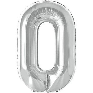 BALÃO METALICO 40CM NUMERO 0 PRATA NEOTRENTINA