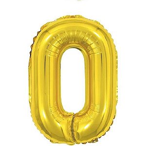 BALÃO METALICO 70CM NUMERO 0 DOURADO NEOTRENTINA