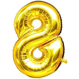 BALÃO METALICO 70CM NUMERO 8 DOURADO NEOTRENTINA