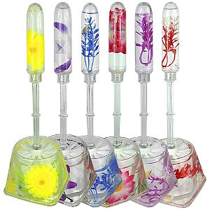 Escova Sanitária Acrílico Limpar Vaso Com Suporte Estampado