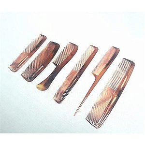 Kit C/6 Pe%25E7as Pente De Plastico Profissional Completo Marrom