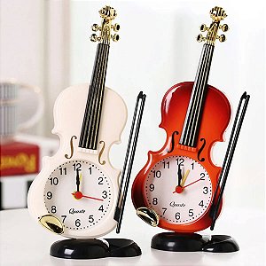 Relogio Despertador de Mesa Decorativo de Plastico Violino
