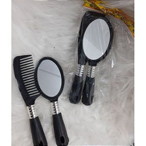 Kit Escova de Cabelo Pente Espelho 2 Peças