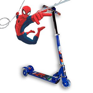 Patinete Infantil De Ferro 3 Rodas Com Luz Personagem:Homem Aranha