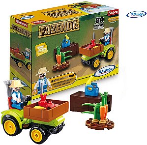 Blocos De Montar Fazenda Trator Hortifruti 80 Peças