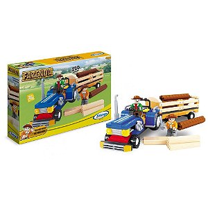 Blocos De Montar - Fazenda Transporte De Madeira - 220 Peças
