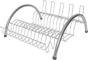 Escorredor de louças arco 11 pratos e 5 copos cromado