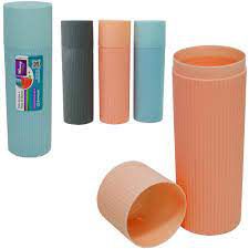 PORTA ESCOVA / ESTOJO DENTAL DE PLASTICO REDONDO COM TAMPA