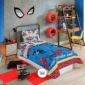 Edredom De Solteiro Dupla Face Lepper Spider Man 150x220cm