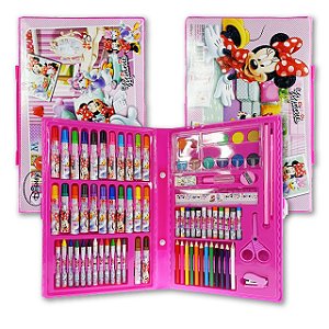 Estojo Maleta Escolar 86 Peças Canetinha Lapis Minnie