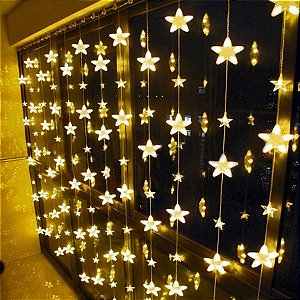Cascata Estrela de Natal Pisca Pisca 160 Leds Cortina 110v