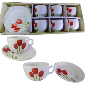 JOGO DE XICARAS 12 PECAS DECORADA