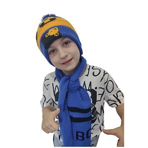 Kit Infantil Touca Lã Pelúciada e Cachecol e Inverno Elite