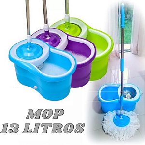 Esfregao Mop Limpeza Pratica Balde Com Rodas 13 Litros